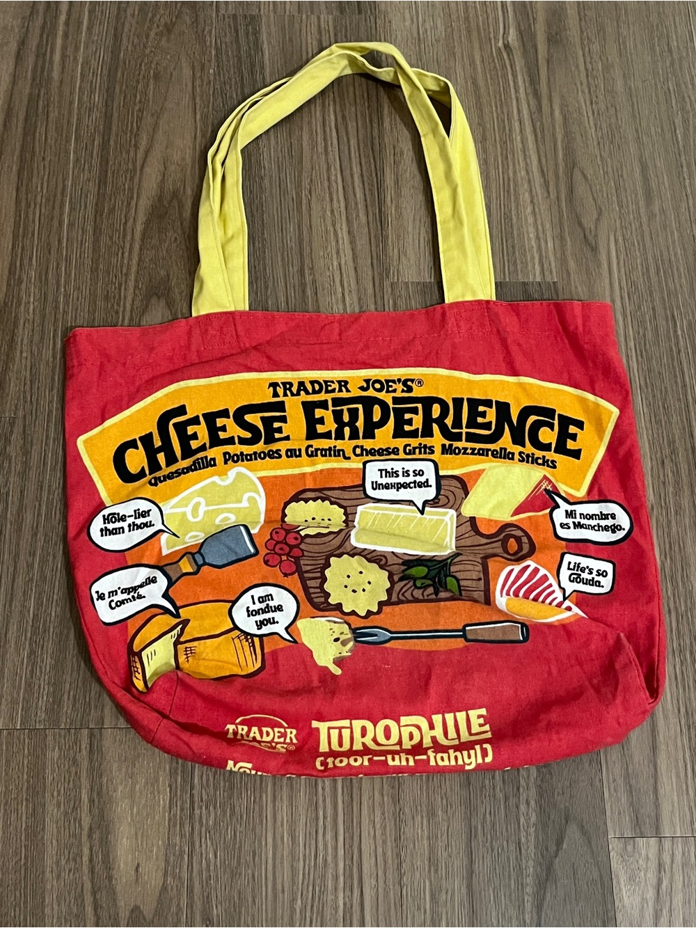 Trader Joe's Cheese Experience Red & Yellow Canvas Tote